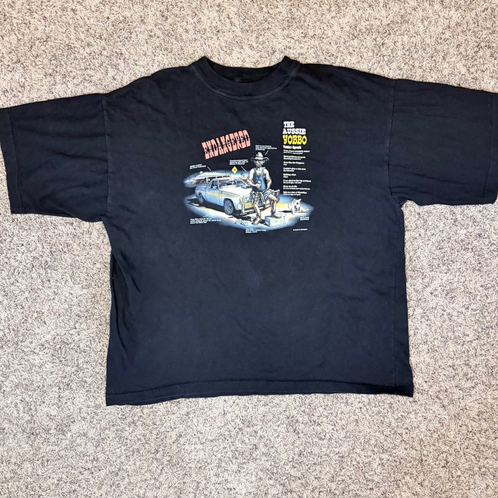 Vintage Gooses T-Shirts The Aussie Yobbo Endangered Graphic Tee Black XXL 22